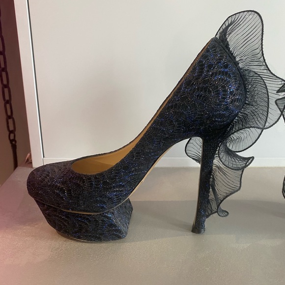 Nicholas Kirkwood Snakeskin Ruffle Platforms - Picture 7 of 8